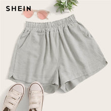 Load image into Gallery viewer, SHEIN Elastic Waist Double Pockets Striped Casual Shorts