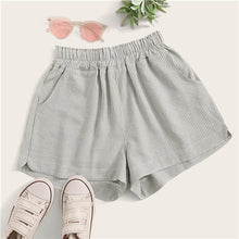 Load image into Gallery viewer, SHEIN Elastic Waist Double Pockets Striped Casual Shorts