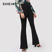 Load image into Gallery viewer, SHEIN Black Elegant Office Lady Elastic Waist Flare Hem Pants