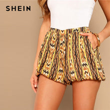 Load image into Gallery viewer, SHEIN Multicolor Tribal Print Balloon Elastic Waist Shorts