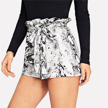 Load image into Gallery viewer, SHEIN Paperbag Waist Snakeskin Print Shorts With Belt Women