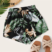 Load image into Gallery viewer, SHEIN Tropical Print Tassel Drawstring Waist Shorts Women